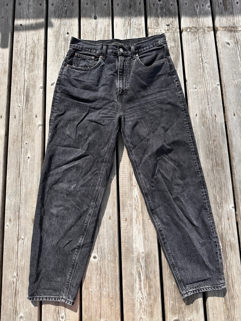 Denim Forum The Gia High Rise Carrot Jeans Black Frost Size 30 W 28 L